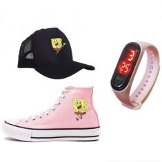 Imagem de Kit Bob Esponja Meninos E Meninas Tênis Boné Relógio - Vinis Store, Ro