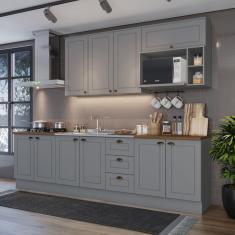 Imagem de Cozinha Compacta 6 Peças com Tampo Para Cooktop Emily Cinza/Marrom