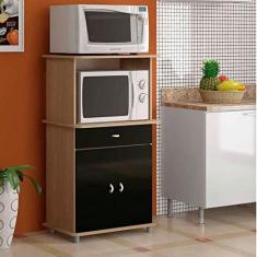 Imagem de Balcão para Forno Multiuso 2 Portas 1 Gaveta Ditália Móveis Carvalho/preto