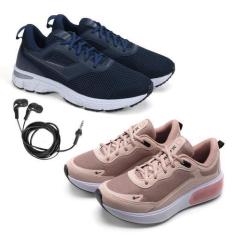Imagem de Tênis Feminino Fitness Esporte + Fone de Ouvido Fio Kit 2 - BFK, Rosa,