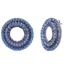 Imagem de Brinco Redondo De 2 Partes Com Cristais Azul Folheado A Grafite