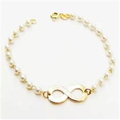 Imagem de Pulseira Que Seja Infinito Com Pérolas Folheado 18k