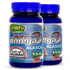 Imagem de Kit 2 Ômega 3 Alpha Óleo de Salmão 1200mg 150 cápsulas Unilife