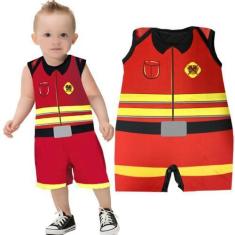 Imagem de  Fantasia para Bebe Bombeiro Carnaval Mesversario Body Baby Feita em P