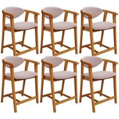 Imagem de Kit 06 Banquetas Baixa Para Cozinha Sala Jantar Bancada Cecília L02 Bo