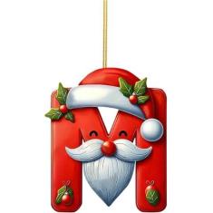 Imagem de Novos enfeites de letras para árvore de Natal, ornamentos de letras de Natal de A a Z, letras decorativas do alfabeto de Natal penduradas para árvore de Natal, artesanato faça você mesmo, enfeites de