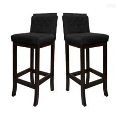 Imagem de Kit 2 Banquetas Alta em Madeira Maciça Nice Matelassê Suede Preto CCS