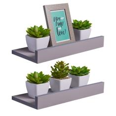 Imagem de Kit 2 Prateleiras Porta Quadros 40 x 15cm  Claro Suporte Invisível