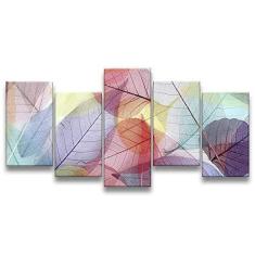 Imagem de Quadro Decorativo 129X63 Sala Quarto Arte Folhas Coloridas