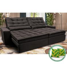 Imagem de Sofá Retrátil E Reclinável 2,12m Molas Ensacadas Cama Inbox Catar Velusoft Café