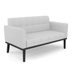 Imagem de Sofá Namoradeira 2 Lugares Base de Madeira Preto Elisa Linho Cinza A05 D03 - D'Rossi