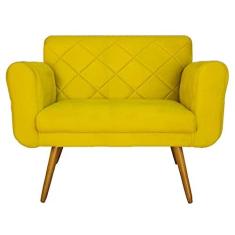 Imagem de Namoradeira Decorativa Estofada Para Salão de Beleza Isabella Corano Amarelo - LM DECOR