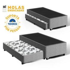 Imagem de Cama Box Com Auxiliar De Molas Bicama Unique Solteiro 88cm - Lucas Col