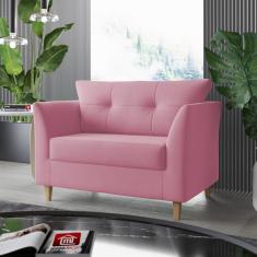 Imagem de Sofá Namoradeira Para Sala Decorativa Isis Suede Rosa Visan Estofados