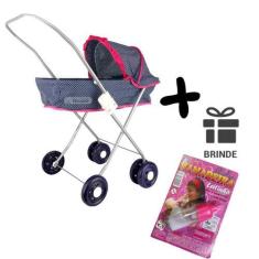 Imagem de Carrinho De Boneca Berço Azul Passeio Luxo Bebê Reborn Infantil Presen