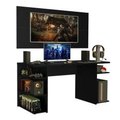 Imagem de Mesa Gamer e Painel para TV até 50 Polegadas Preto Madesa