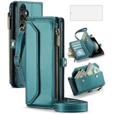 Imagem de Asuwish Capa de telefone para Samsung Galaxy S23 FE 5G capa carteira com zíper com protetor de tela de vidro temperado e flip flip bloqueio RFID cartão de crédito cartão de crédito celular S 23 EF