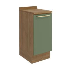 Imagem de Balcão de Cozinha com Tampo Botanic 1 pt Verde Oliva e Nogueira