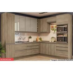 Imagem de Cozinha Modulada Completa Maxxi 13 Peças (4 Armários+ 4 Balcões + 2 Paneleiros + 3 Complementos) CZ268 Nogal - Kappesberg