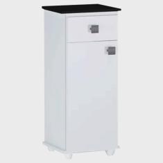 Imagem de Balcão Multiuso para Bebedouro Ayla Branco Tampo Preto - Pallazio