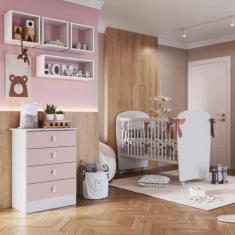 Imagem de Quarto de Bebê Completo Cômoda e Berço Corujinha Percasa, Branco com R