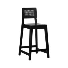 Imagem de Banqueta Gabi Madeira Maciça Encosto c- Telinha c- 68cm Altura - Preto Assento Madeira Preto