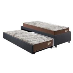 Imagem de Bicama Box Solteiro 126x208 Linho Cinza com 2 Colchões Relax Adorabile