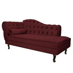 Imagem de Divã Recamier Juliana Lado Direito 120 cm Suede Bordo - Amarena Móveis