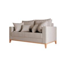 Imagem de Sofá Beny Para Amamentação Base Madeira Maciça Linho Bege - Cor: Bege