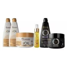 Imagem de Kit Arvensis Tec Oil 4 Itens + Cachos Ativador E Geleia Alta
