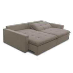 Imagem de Sofá 3 Lugares Retrátil Sem Caixa Capri Veludo Castor