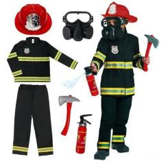Imagem de Fantasia de bombeiro Morph Black para crianças com brinquedos de bombe
