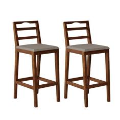 Imagem de Conjunto com 2 Banquetas Madeira Maciça Denver Pinhão