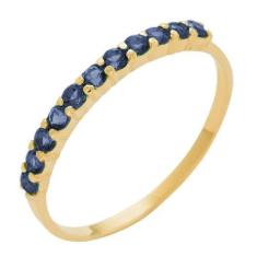Imagem de Meia Aliança de Ouro 18k com Safira Natural - Meu Anel