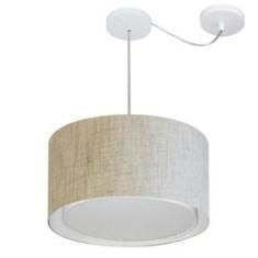 Imagem de Lustre Pendente Cilíndrico Com Desvio Md-4310 Cúpula em Tecido 40x25cm Rustico Bege - Bivolt