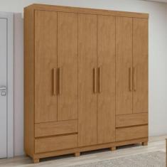 Imagem de Guarda-roupa 6 Portas 4 Gavetas Zeus com Pés Amêndoa Clean