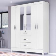 Imagem de Guarda Roupa 6 Portas Hugh Branco com Espelho