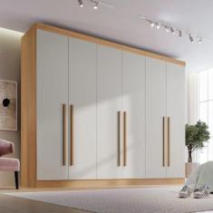 Imagem de Guarda Roupa Casal 6 Portas 6 Gavetas Paris Plus D Doro Cinamomo/off White