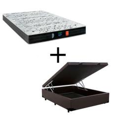 Imagem de Cama Box Baú Casal 138 Tecido Sintético Marrom Com Colchão De Espuma S