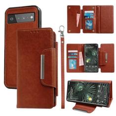 Imagem de Furiet Capa carteira com três dobras para Google Pixel 6 Pro com alça magnética destacável para cartão, capa de telefone com suporte de couro PU de luxo para Pixel6Pro Pixel6 XL 6XL Pixle 6Pro 5G