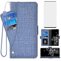Imagem de Asuwish Compatível com Samsung Galaxy S20 Ultra Glaxay S20ultra 5G Capa carteira protetora de tela de vidro temperado e capa flip porta-cartões capas de celular para Gaxaly 20S S 20 A20 20ultra G5