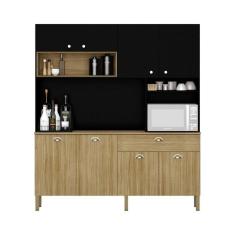 Imagem de Armario De Cozinha Compacta 8 Portas 1 Gaveta Core Freijó Nero