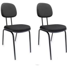 Imagem de Kit 2 cadeiras palito fixa para recepção igreja recepção sala de espera tecido preto