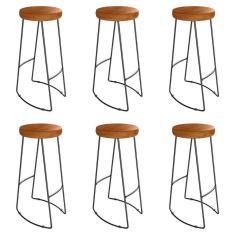 Imagem de Kit 6 Banquetas Alta Astra Base Metálica - Pallazio