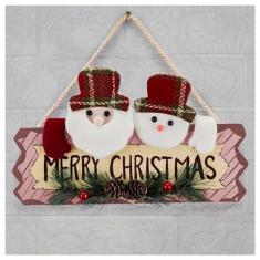 Imagem de Enfeite De Porta Natalino Merry Christmas Papai Noel Boneco De Neve
