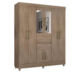 Imagem de Guarda Roupa 8 Portas Com Pés E Espelho Munique Nogal