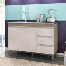 Imagem de Balcão De Cozinha Para Pia Karen 120cm Sem Tampo 2 Portas E 3 Gavetas