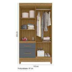 Imagem de Guarda Roupa Roupeiro Solteiro Madri Freijó Cinza Moval