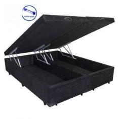 Imagem de Cama Box casal com baú bege bi partido + Colchão Molas Bonnel