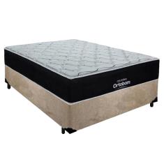 Imagem de Cama Box Casal Suede + Colchão Molas Ensacadas Antares Ortobom Bege 138cm - Suporta Até 120kg Por Pessoa